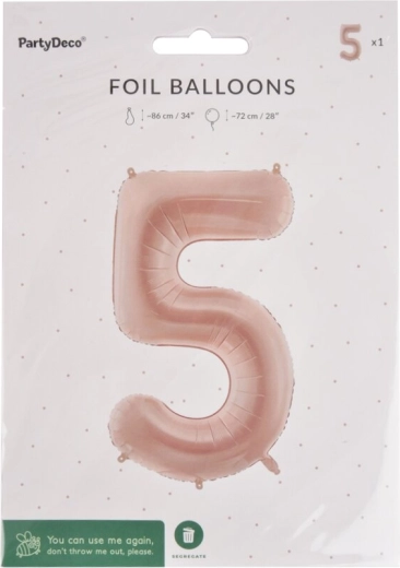 Folijski balon številka 5, bež, 72 cm