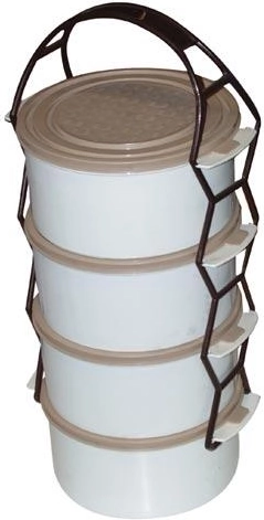 Posoda za prenos hrane iz plastike 4× 1,0 l s povezovalnim ročajem