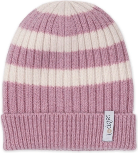 Lodger knitted merino hat Stripe Mauve (6–12 months)