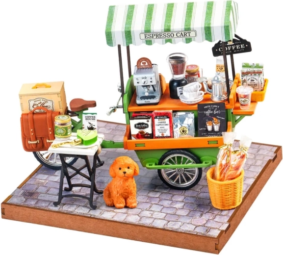 RoboTime 3D lesena sestavljanka – kavni voziček