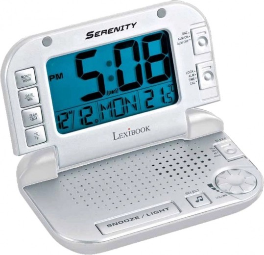 Potovalna budilka z relaksacijskimi melodijami in zvoki