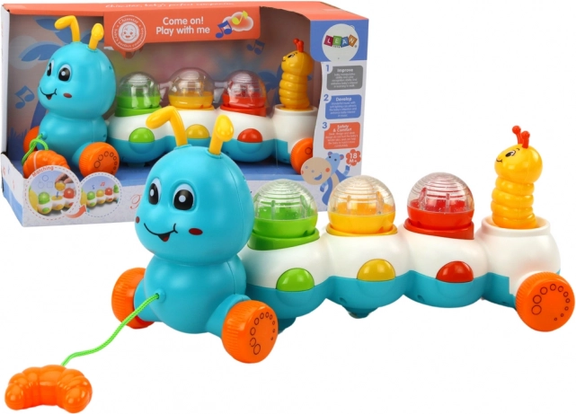 Barvita gosenica na vrvici s svetlobami in zvoki