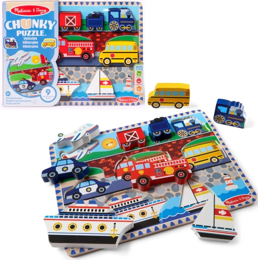 Lesena vstavljanka z vozili Melissa & Doug