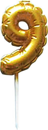 Torta svečka številka 9 zlata zapičljiva 6 cm