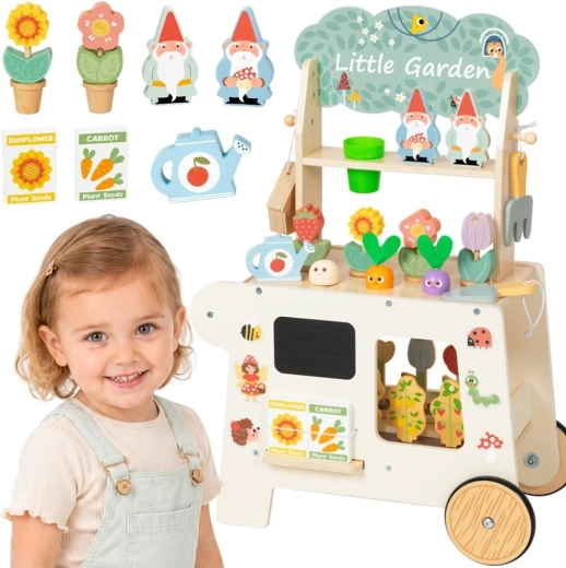 TOOKY TOY montessori leseni vrtni voziček z mini trgovinico 57 delov