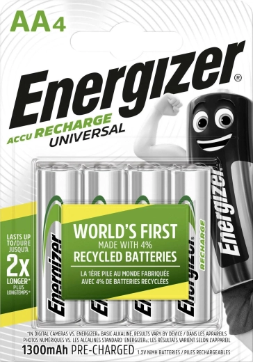 Energizer polnilne baterije AA 1300 mAh, 4 kosi