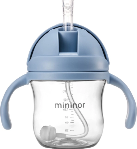 Mininor steklenička s slamico tritan sky blue - 1 kos
