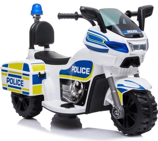 Otroško policijsko električno motorno kolo na baterije, belo