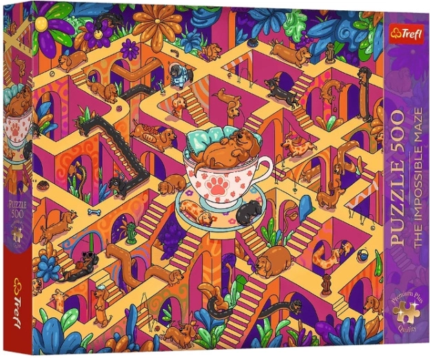 Puzzle Premium Plus 500 Nemogoči labirint: Veseli jazbečarji