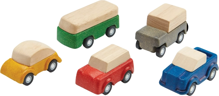 PlanToys PlanWorld leseni avtomobilčki – komplet 5 vozil