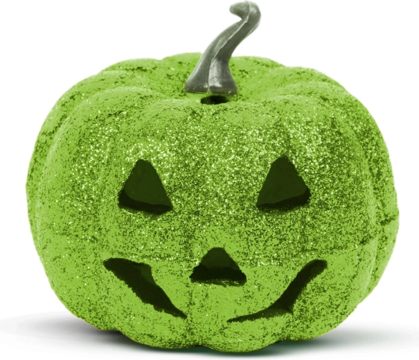Halloweenska RGB LED-dekoracija iz pene – zelena buča, 11 cm