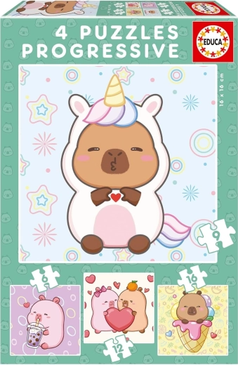 Sestavljanka EDUCA CapyFun 4v1 (6, 9, 12, 16 koščkov)