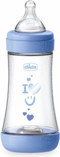 Dojenčka steklenička CHICCO Perfect5, silikonski cucelj, 240 ml, modra