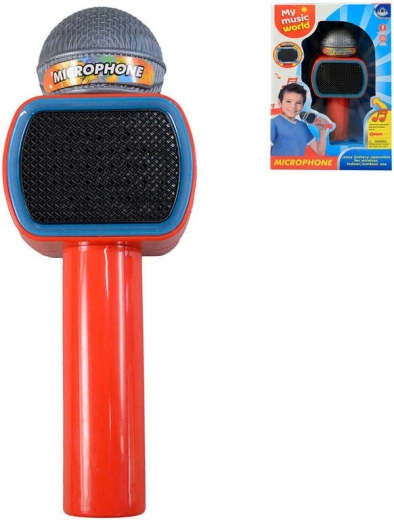 Otroški karaoke mikrofon z LED lučko na baterije rdeč - 1 kos