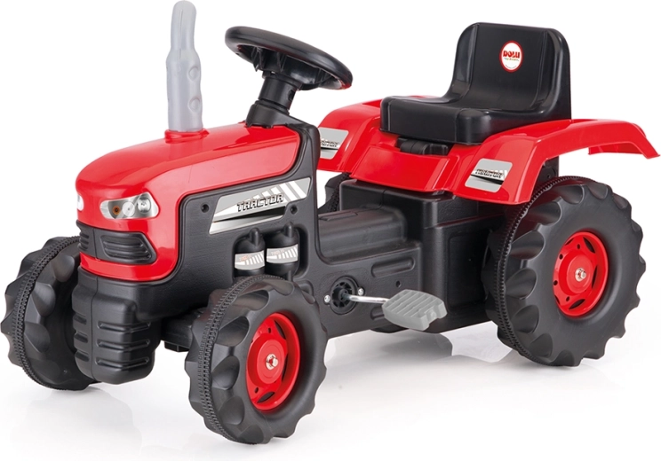 Velik rdeč traktor na pedala Dolu