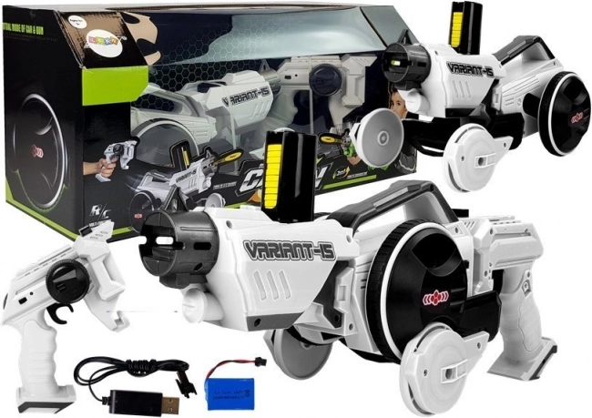 Orožje in avto 2 v 1 na daljinsko upravljanje s penastimi diski, bela 2.4G