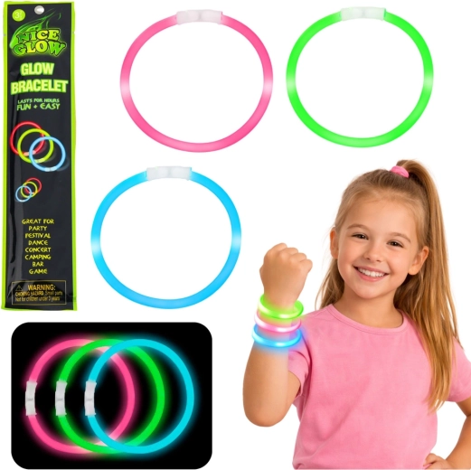 Fluorescenčni svetleči zapestniki Glow Stick 3 kosi, 20 cm