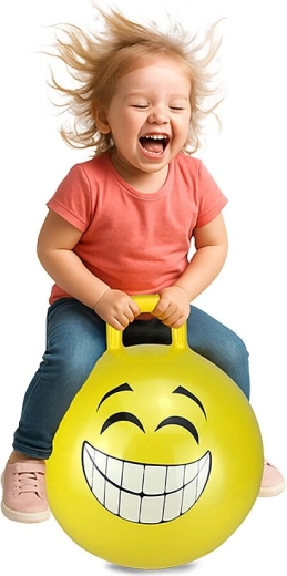 Skakalna žoga HoppyDoo Smile rumena 45 cm s tlačilko