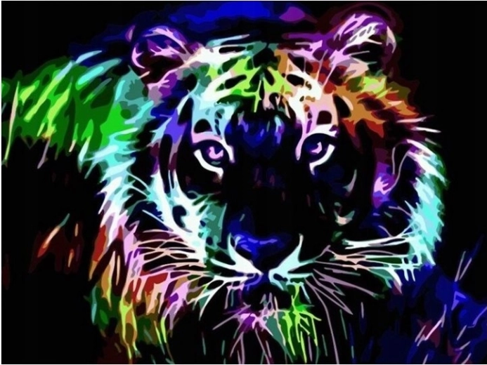 Diamantno slikanje Neonski tiger 30 × 40 cm