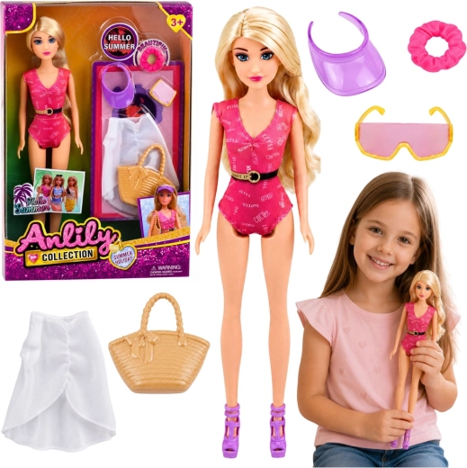 Anlily poletna modna plažna punčka s kompletom dodatkov 30 cm
