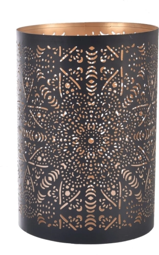 Kovinski svečnik Mandala črno-zlat 22 cm