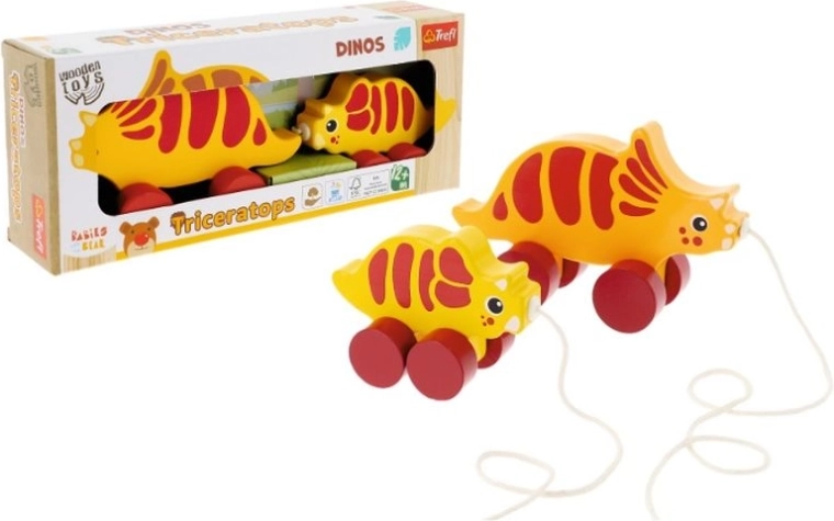 Trefl lesena vlečna igrača dinozavri – Triceratops