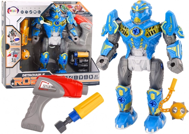 moder vijačni robot z vrtalnikom, lučmi in zvoki