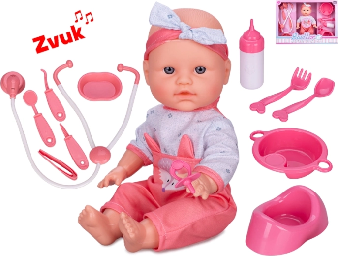 Interaktivna dojenčkova punčka 30 cm s trdim telesom, lula in ima zvoke