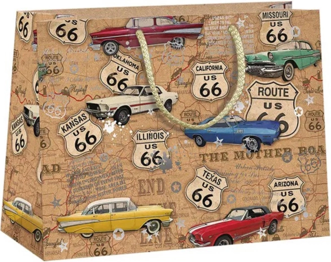 Argus darilna vrečka Route 66 avtomobili natur eco friendly - 1 kos