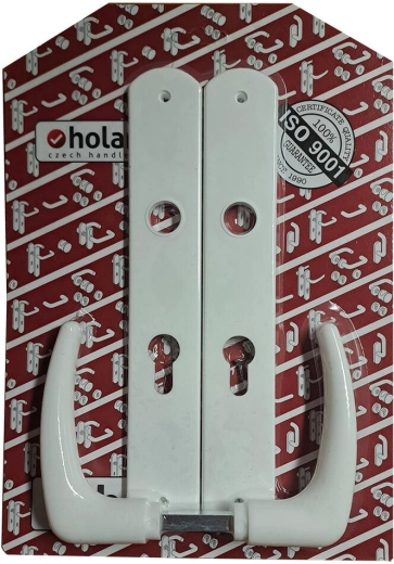 Klasik kljuka za vrata s ščitnikom XXL 72 mm, bela plastična