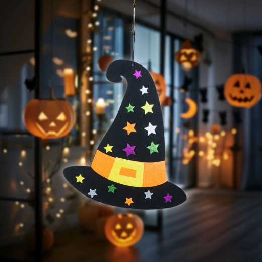 Viseči halloween dekorativni klobuk čarovnice iz filca