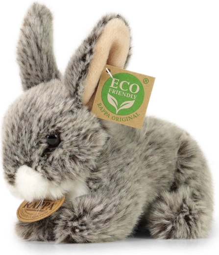 Plišasti zajec temno sive barve, ležeči, Eco-Friendly, 17 cm