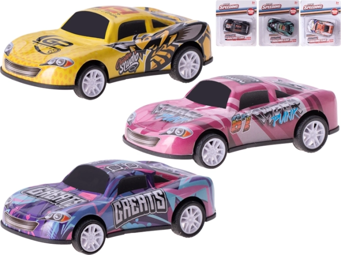 Kovinski dirkalni avtomobilček s povratnim navijanjem 10 cm