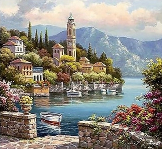 Diamantno slikanje Italijanska obala 30 × 40 cm