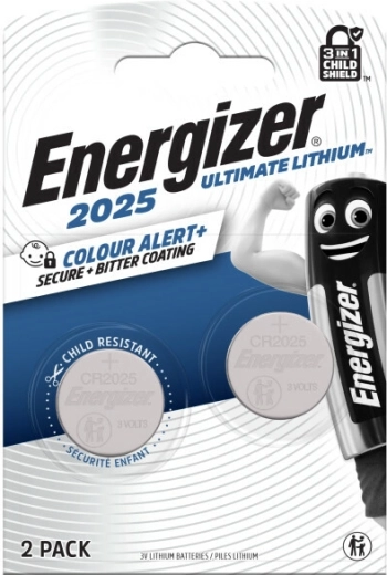 Litijeve gumbne baterije CR2025 2 kos s tehnologijo Color Alert ENERGIZER Ultimate