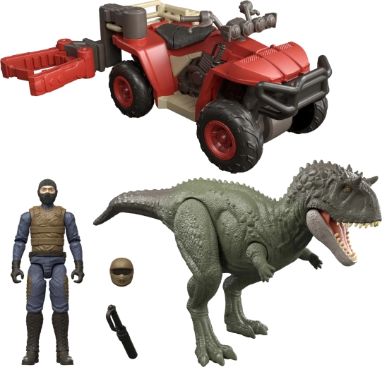 Mattel Jurassic World Ekryksinatozaver in terensko vozilo z lovilcem – igralni set s figuricami