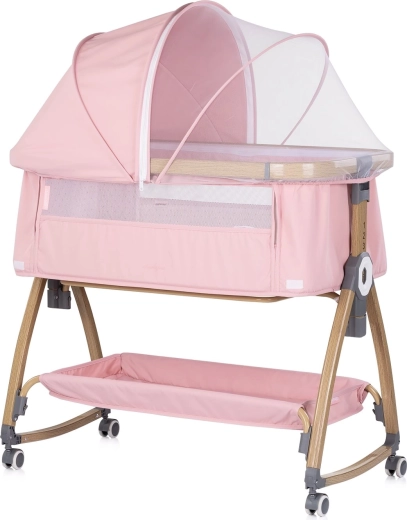 Chipolino Charisma 2-in-1 bedside crib, pink wood