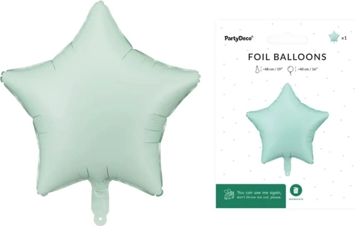 Folijski balon Zvezda mat zelena 48 cm