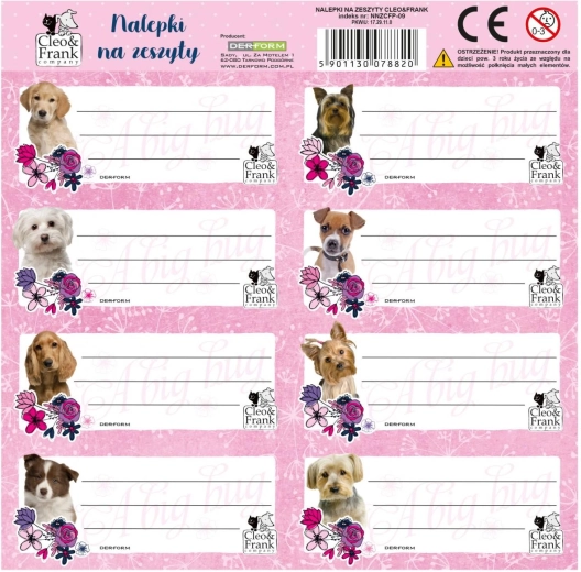 Derform sheet of notebook labels dogs 8 pcs - 1 piece