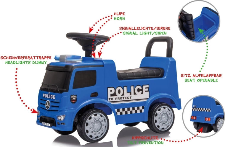 Otroški poganjalec Mercedes-Benz Antos Police 2 v 1
