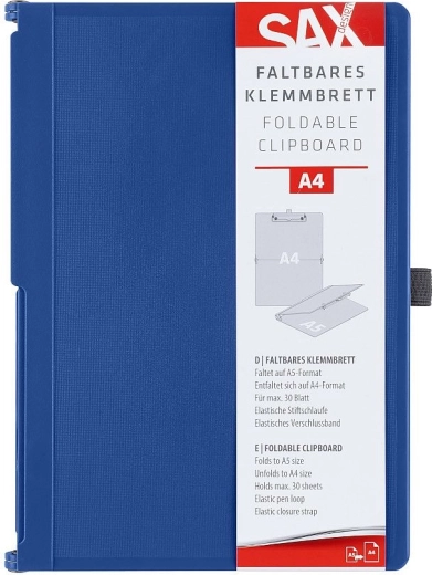 SAX A4 Folding Clipboard with Closure, Blue-Green