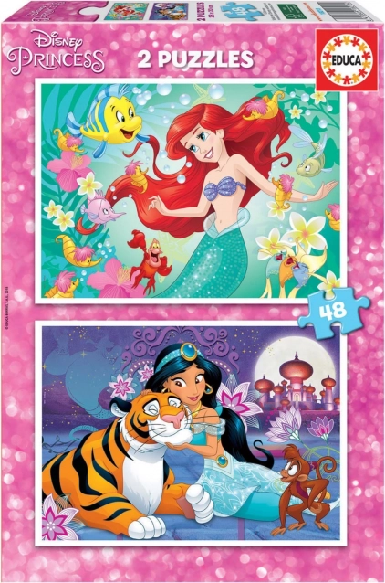 EDUCA puzzle Disney princese: Ariel in Jasmina 2×48 kosov