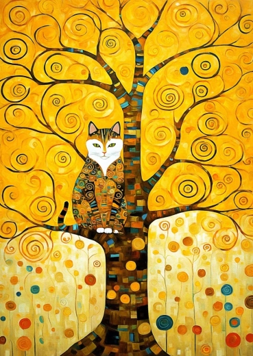 Enjoy Puzzle Mačka Gustava Klimta na drevesu življenja 1000 kosov