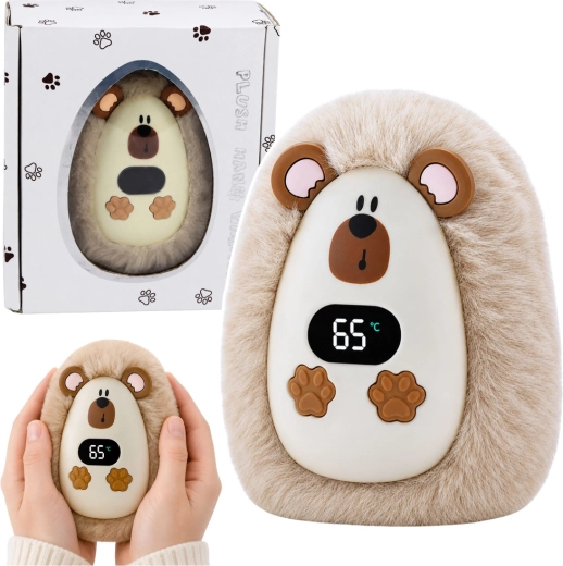 Plišasti akumulatorski grelnik rok ježek z zaslonom temperature (USB‑C)