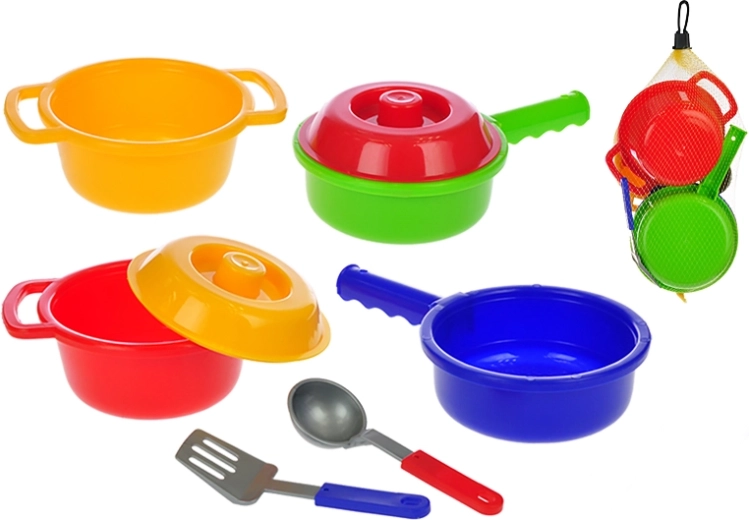 Otroški komplet kuhinjske posode za igro, 8 delov v mreži