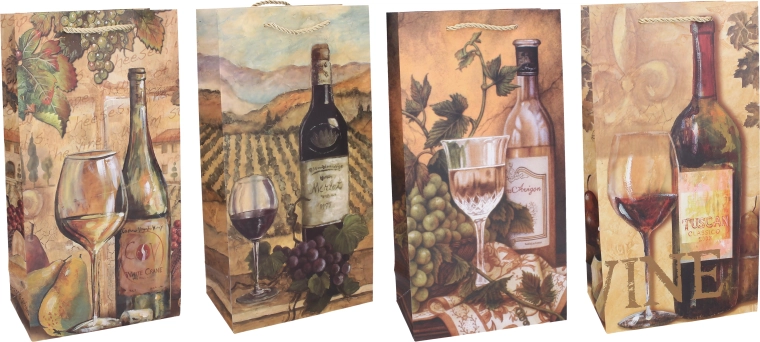 Darilna vrečka za 2 steklenici M, 18 × 35 × 9 cm, celoletna