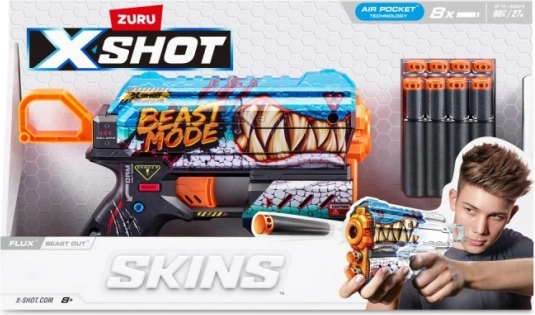 Pena blaster X-Shot Skins Flux – Beast Mode (8 puščic)