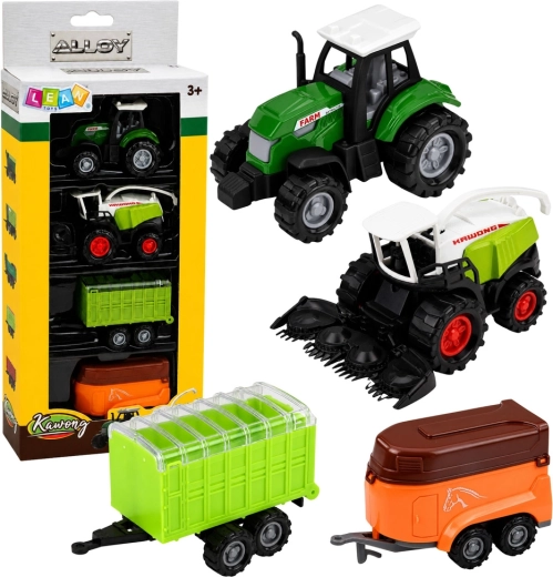 Komplet kmetijskih vozil 1:68 (4 kosi) – traktor, silažni kombajn in prikolice