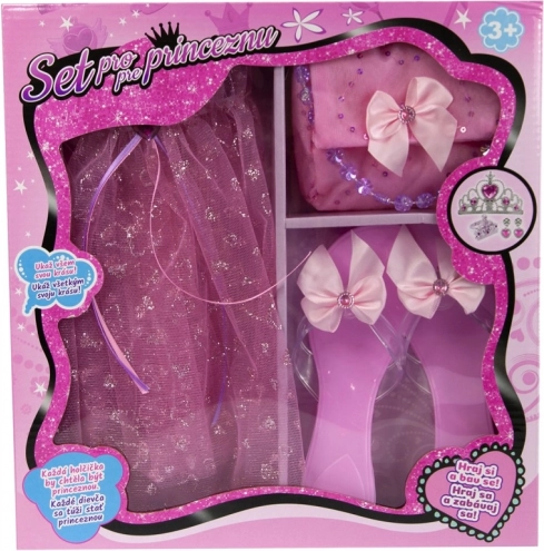 Rožnati princesin komplet – krilce, čeveljčki in torbica