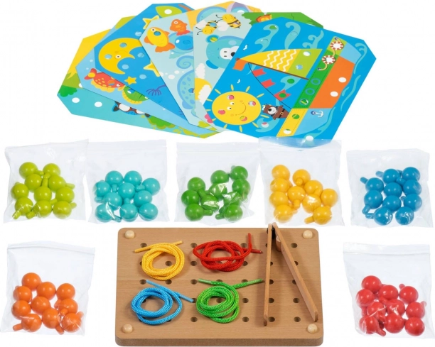 Lesena mozaika s pinceto in vezenjem LUCY & LEO